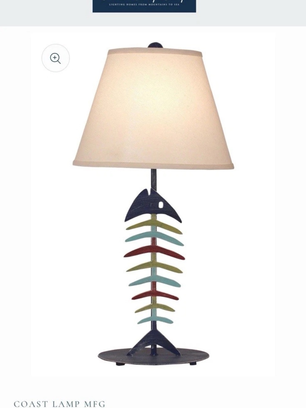 Coast Lamp Multicolor Fishbone Table Lamp without Shade